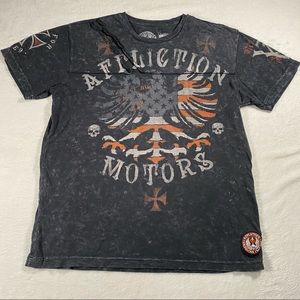 EUC Affliction Motors American Bird Black T-Shirt
